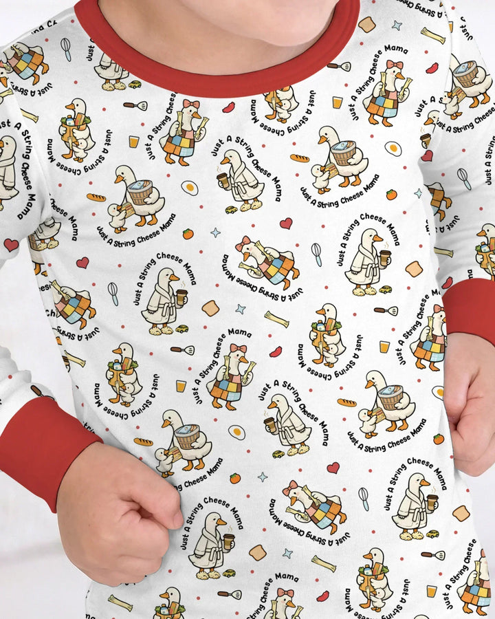Just A String Cheese Mama Era Mommy & Me Bamboo Two Piece Long Sleeve Pajama Set
