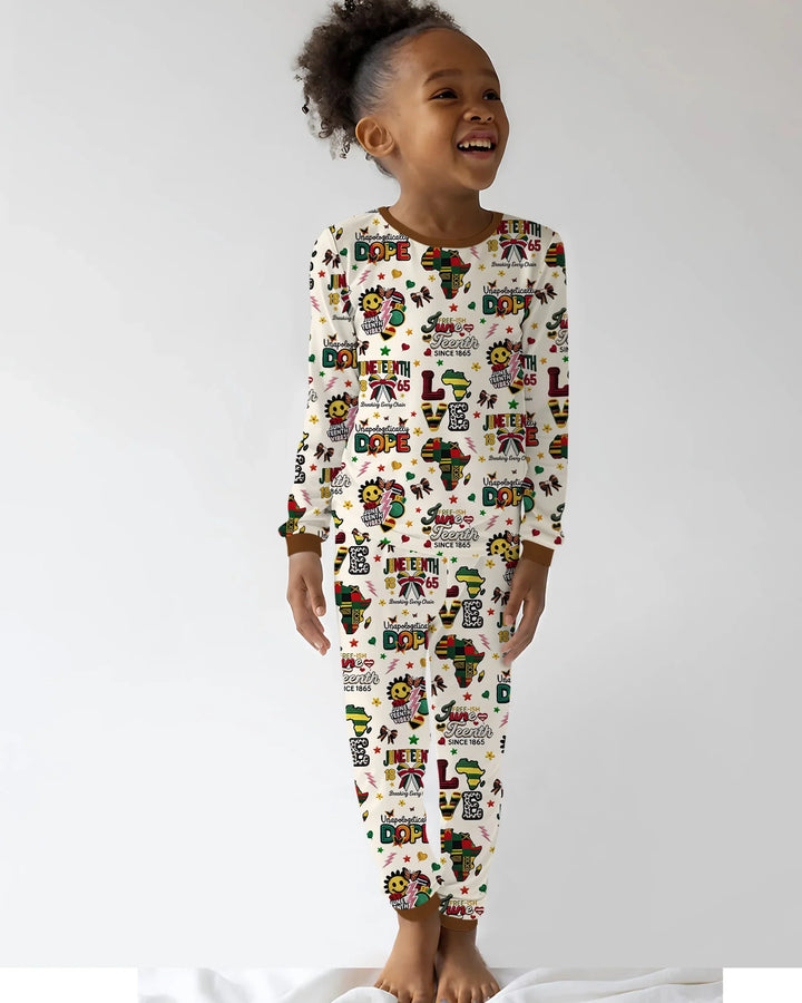 Juneteenth Breaking Every Chain Bamboo Two Piece Long Sleeve Pajama Set