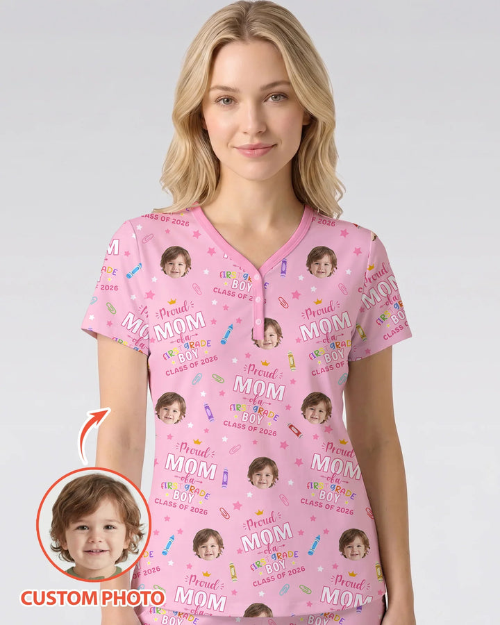 Proud Dad Mom Of Class Of 2026 Bamboo Women Short Sleeve Short Pajama Set