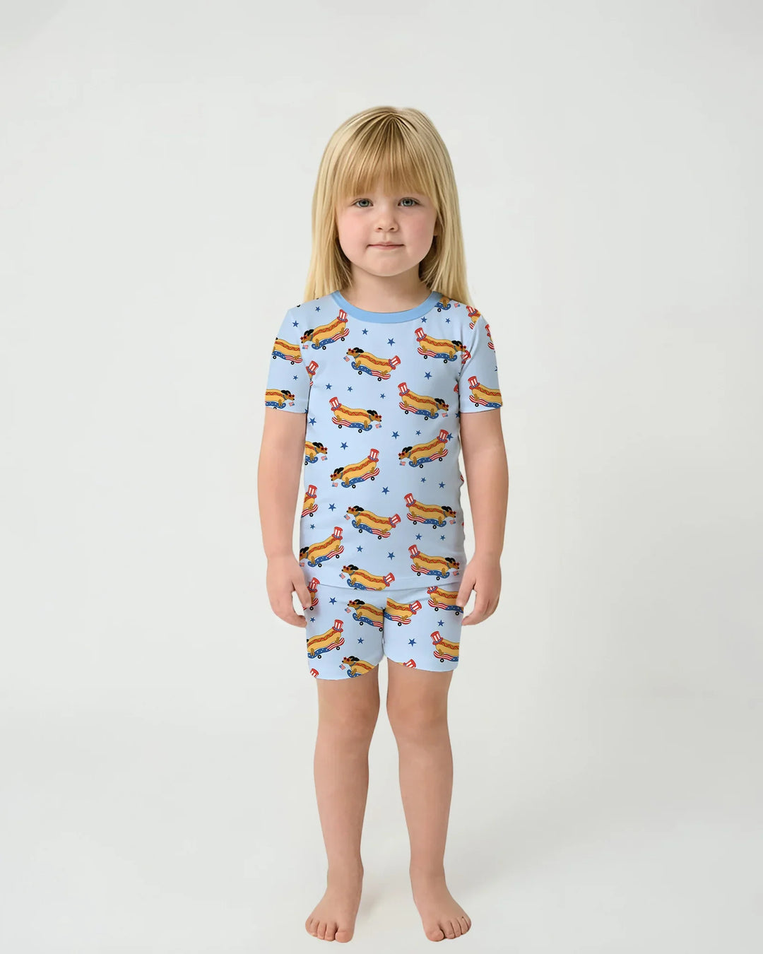 American Hot Dog Bamboo Two Piece Short Sleeve Shorts Pajama Set