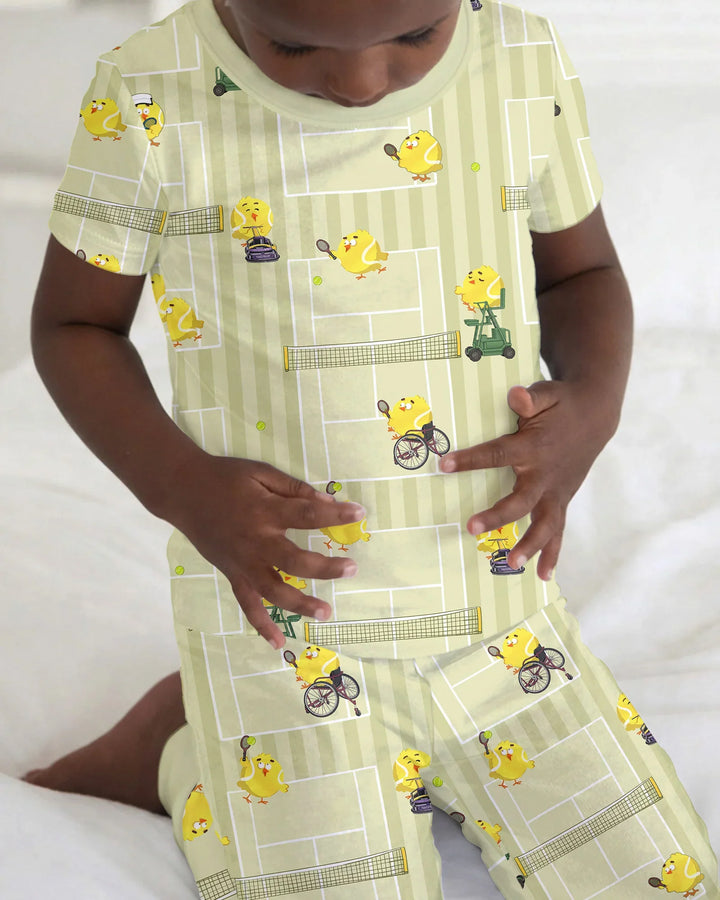 Tennis Bamboo Two Piece Short Sleeve Pajama Set