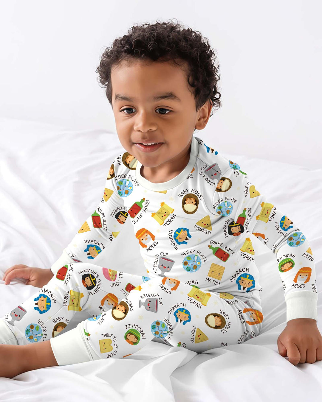 Cute Passover Characters Bamboo Two Piece Long Sleeve Pajama Set