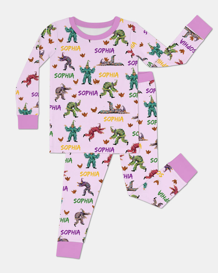 Zweiteiliges Langarm-Pyjama-Set mit Sommerfrüchten