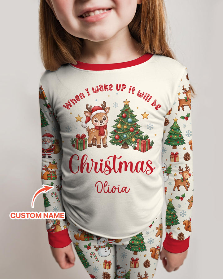 Custom Name When I Wake Up It's Will Be Christmas Bamboo Two Piece Long Sleeve Pajama Set