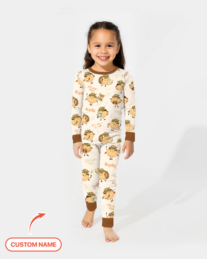 Custom Name Passover Afikoman Two Piece Long Sleeve Pajama Set