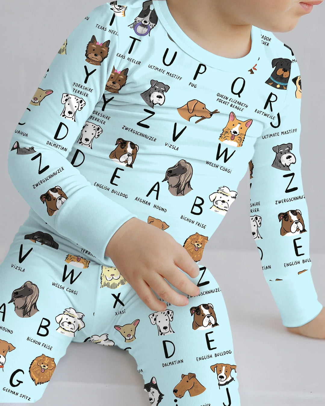 Funny Dogs Alphabet Two Piece Long Sleeve Pajama Set