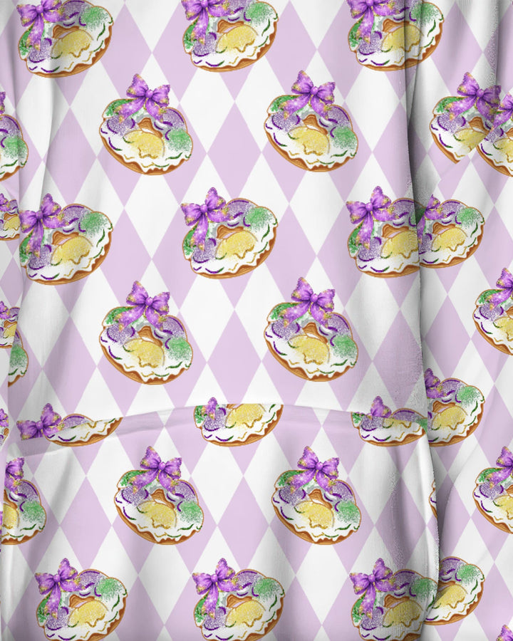 Mardi Gras Donut Wearable Blanket Hoodie