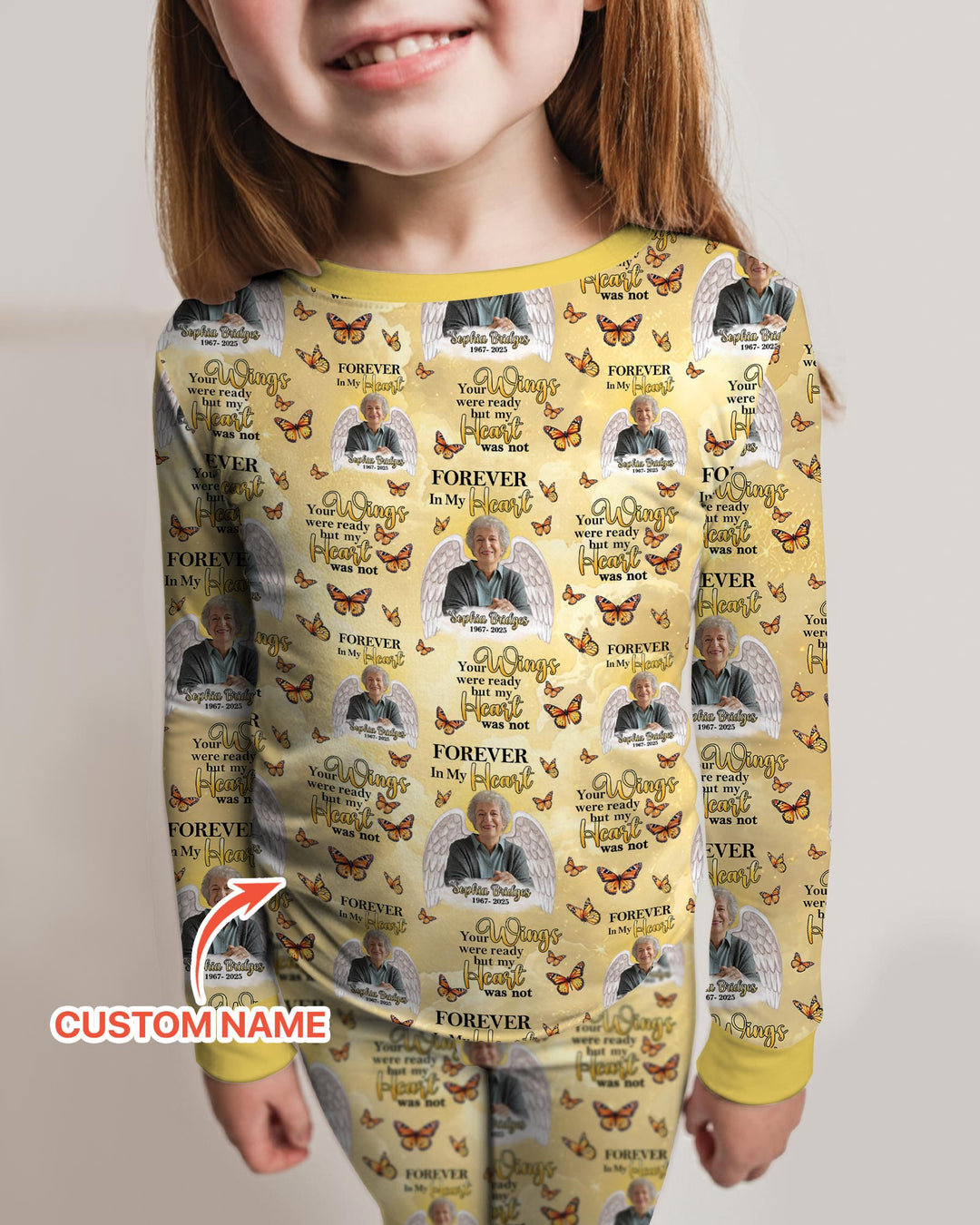 Custom Photo Forever In My Heart Family Matching Bamboo Two Piece Long Sleeve Pajama Set