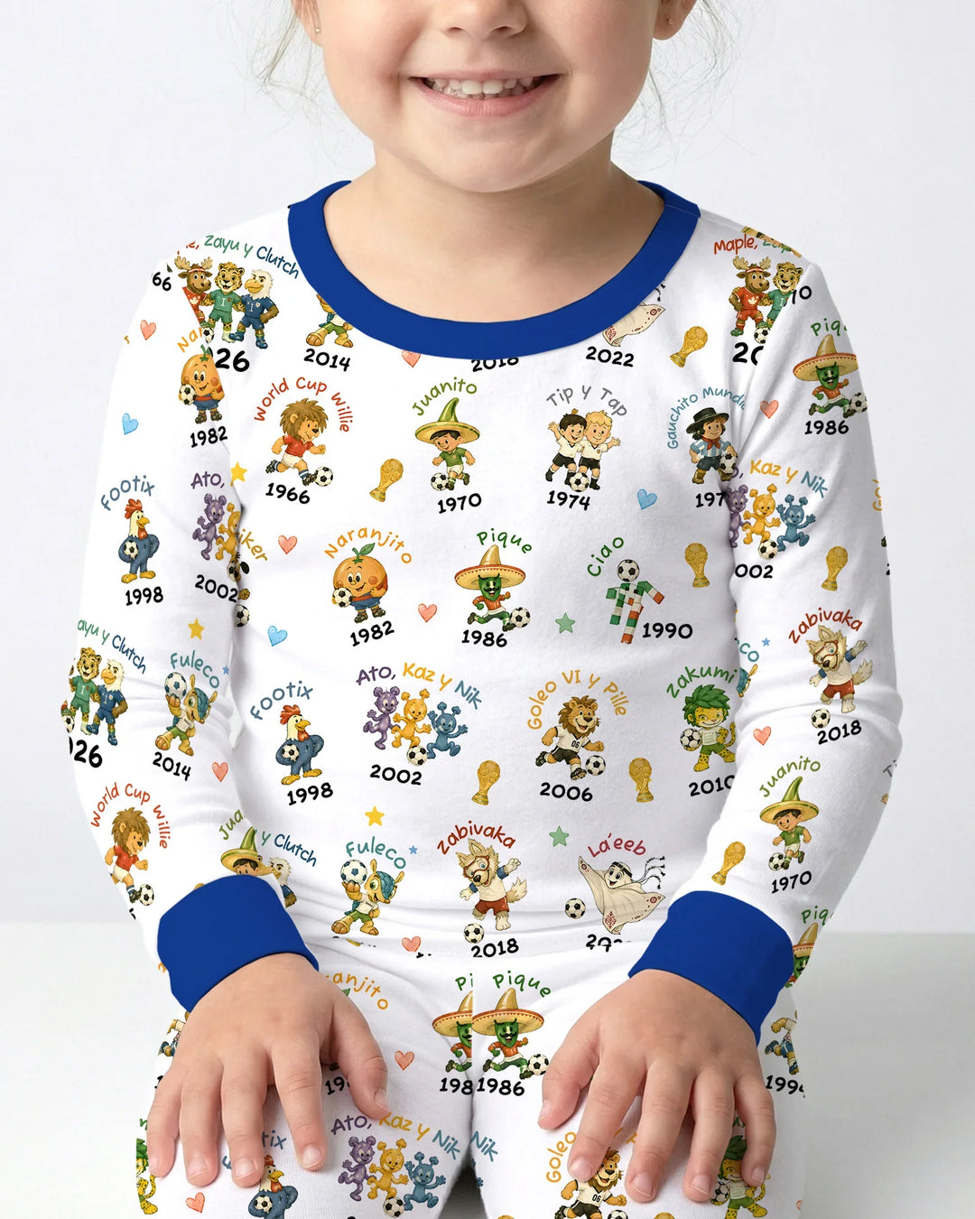 Soccer cup Mascots Bamboo Two Piece Long Sleeve Pajama Set