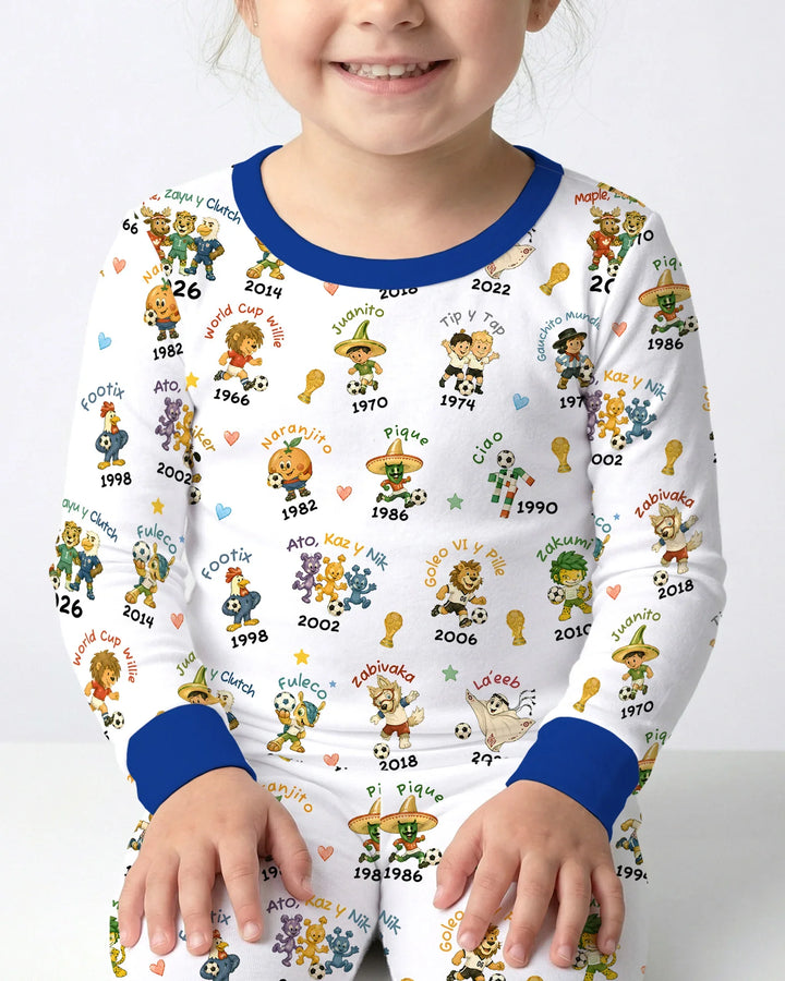 Soccer cup Mascots Bamboo Two Piece Long Sleeve Pajama Set