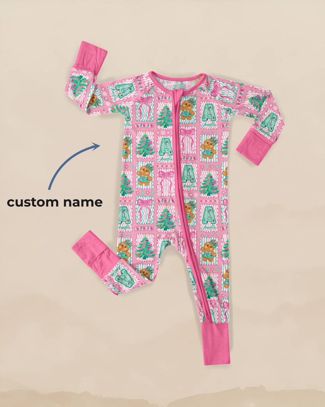 Custom Name "Merry Pink Christmas" Convertible Zippy