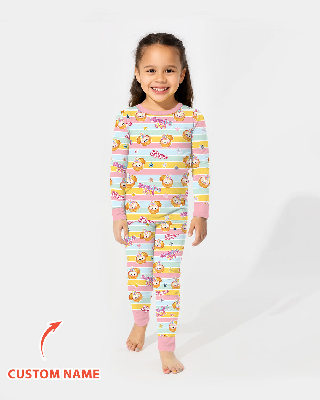 Zweiteiliges Langarm-Pyjama-Set mit Sommerfrüchten