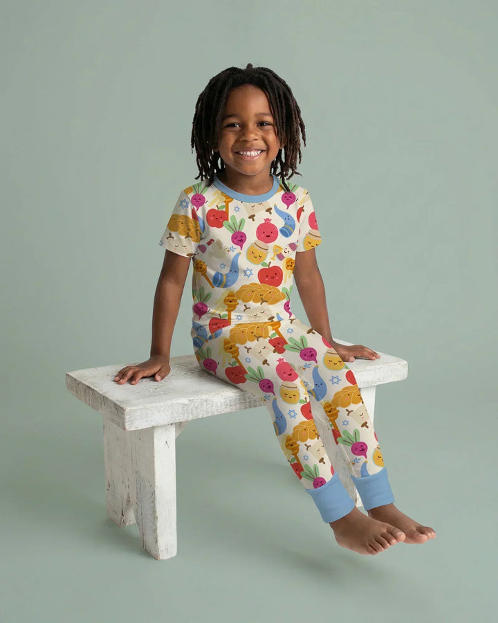 Shana Tova Rosh Hashanah Bamboo Two Piece Short Sleeve Pajama Set