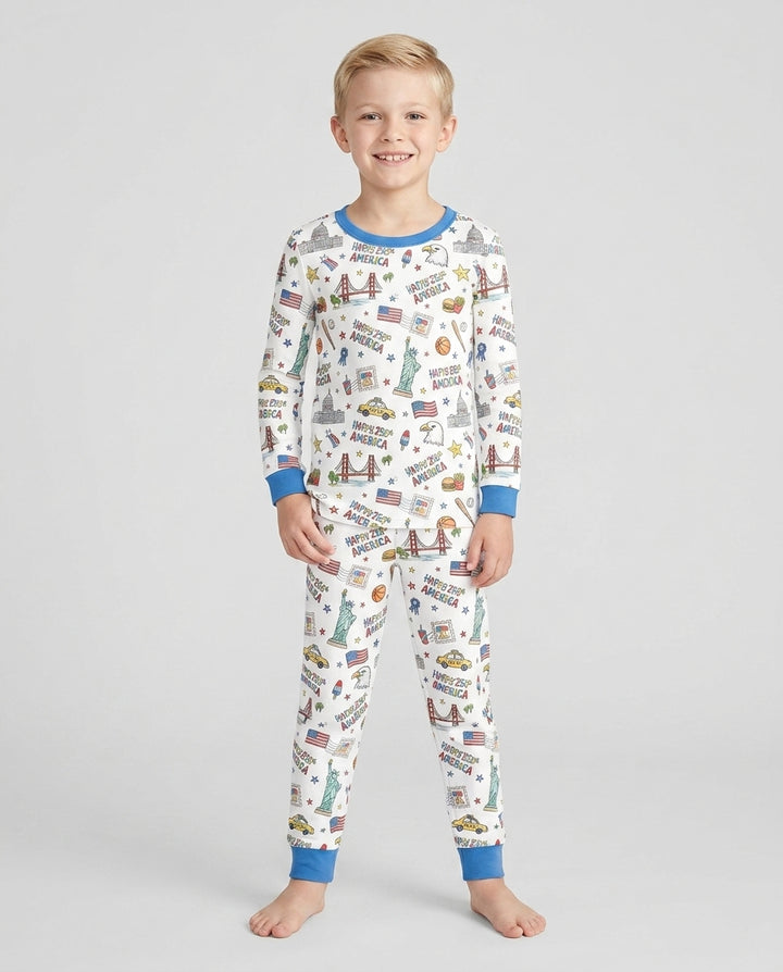 Zweiteiliges Langarm-Pyjama-Set mit Sommerfrüchten
