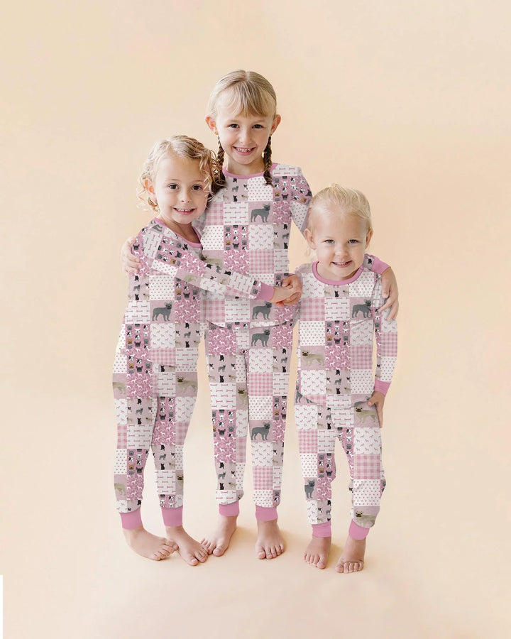 Frenchies Patchwork Family Matching Women Pajama Set