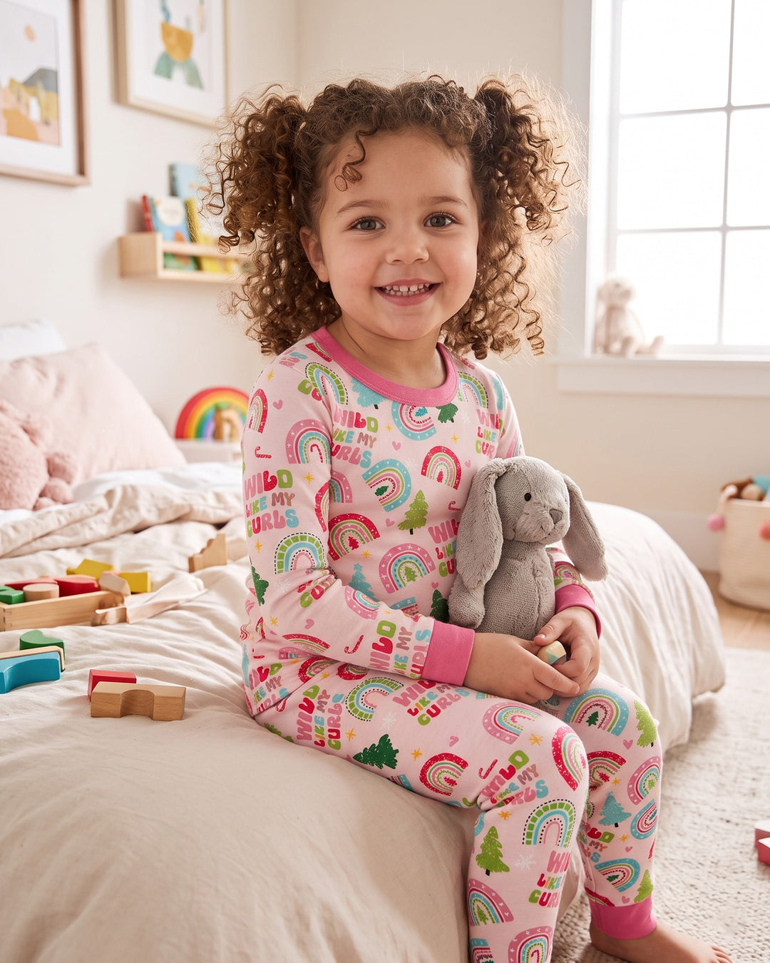 Wild Like My Curls Bamboo Two Piece Long Sleeve Pajama Set