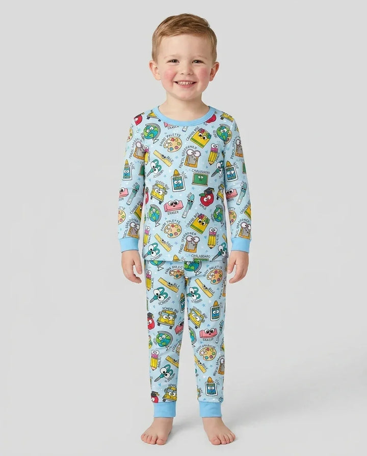 Conjunto de pijama de dos piezas de bambú con mangas largas, plantilla PERSONALIZADA