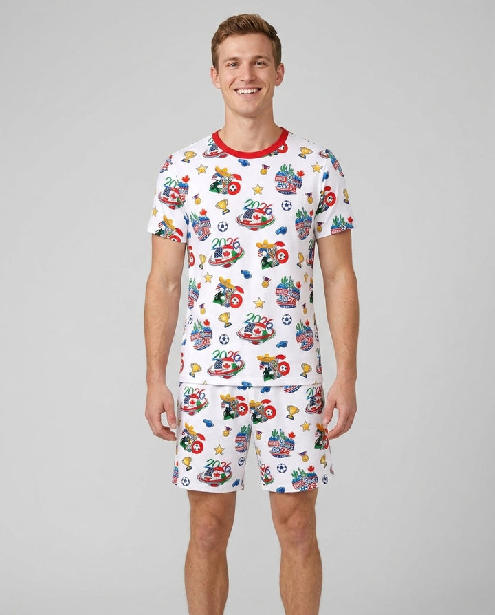 World Soccer North America 2026 Family Matching Bamboo Men Short Sleeve Short Pajama Set