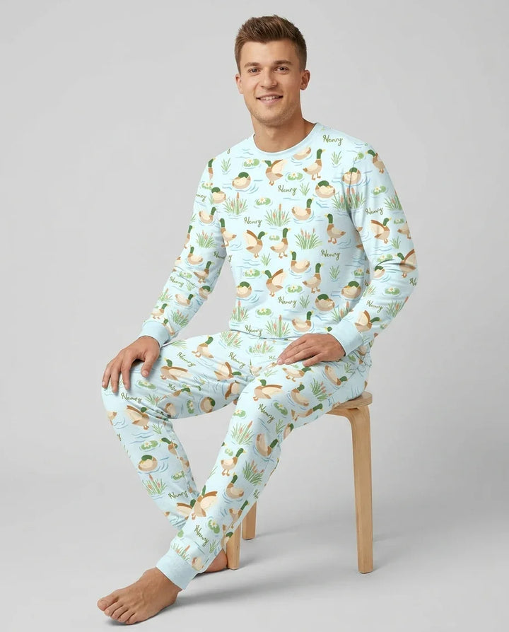 Pijama para hombre de pato ánade real de bambú personalizado