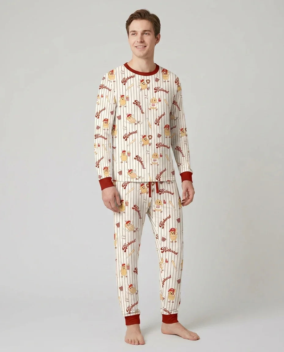 Conjunto de pijama de bambú para hombre Nam Retro Ballgame personalizado