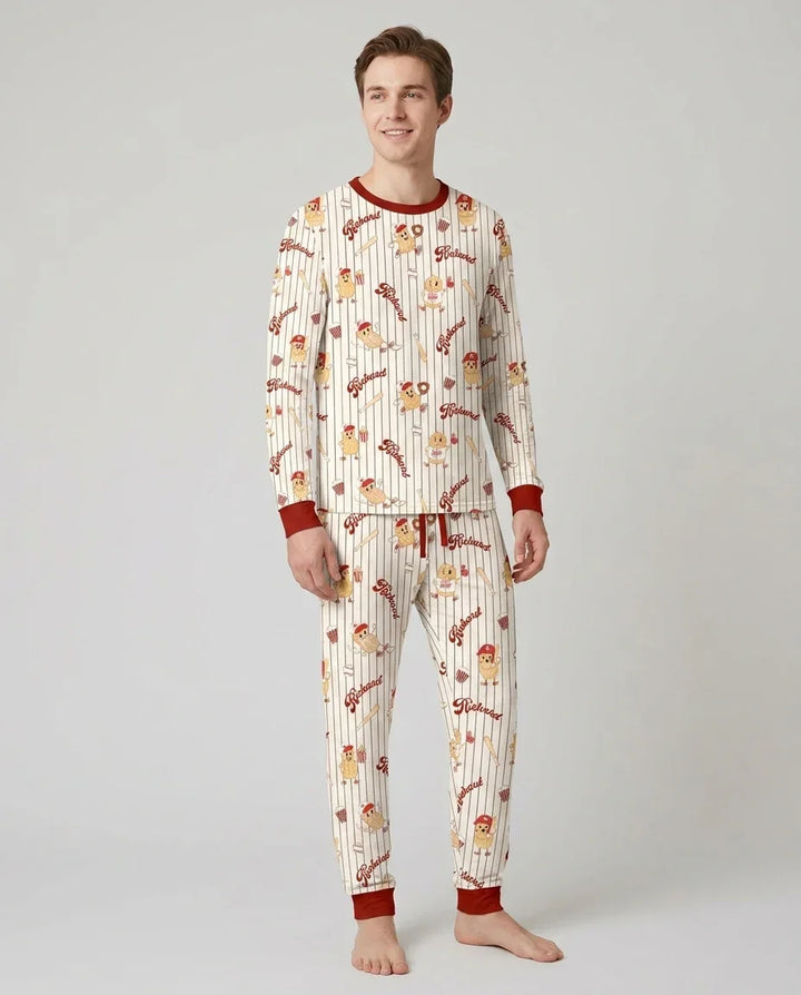 Conjunto de pijama de bambú para hombre Nam Retro Ballgame personalizado