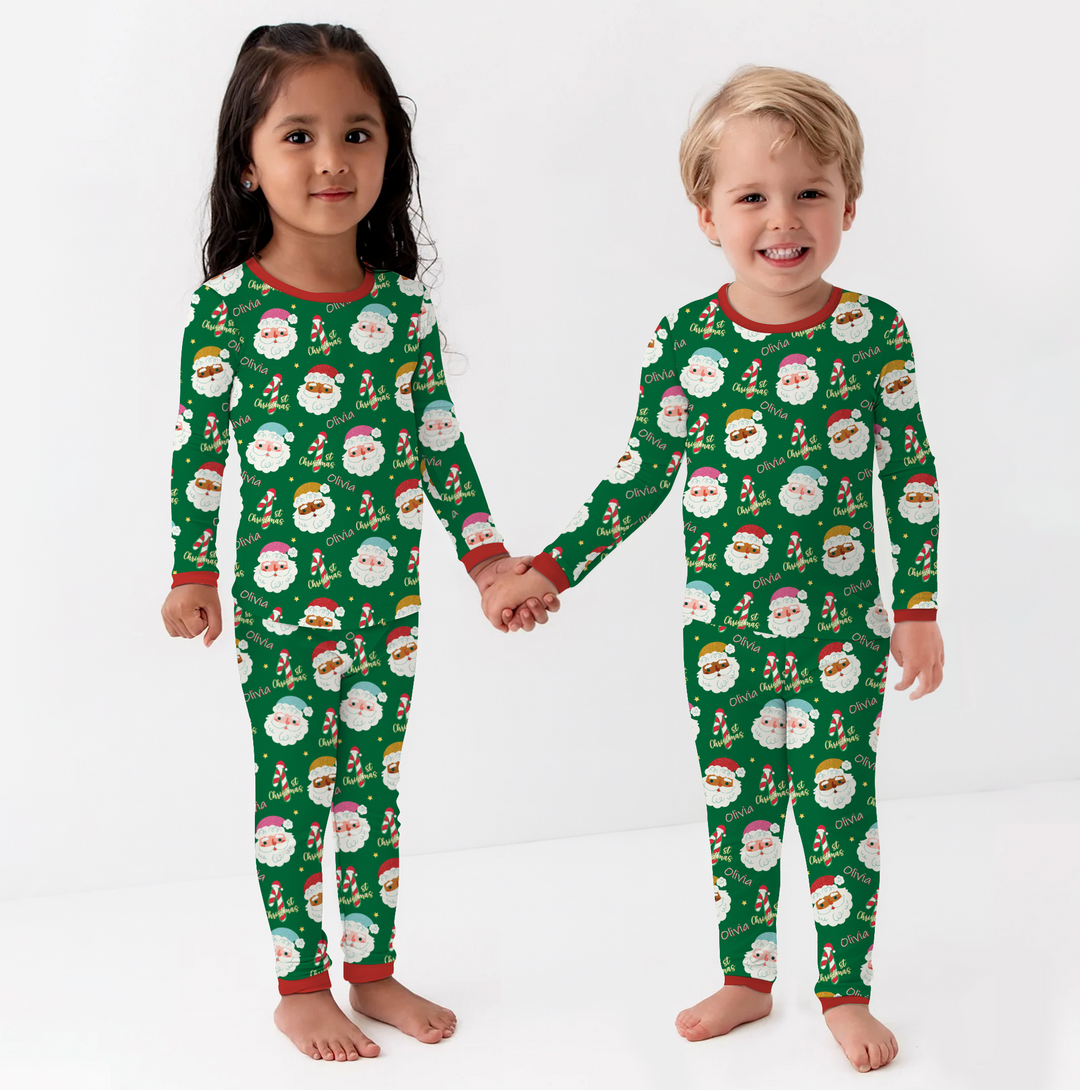Personalized 1st Christmas Two Piece Long Sleeve Pajama Set