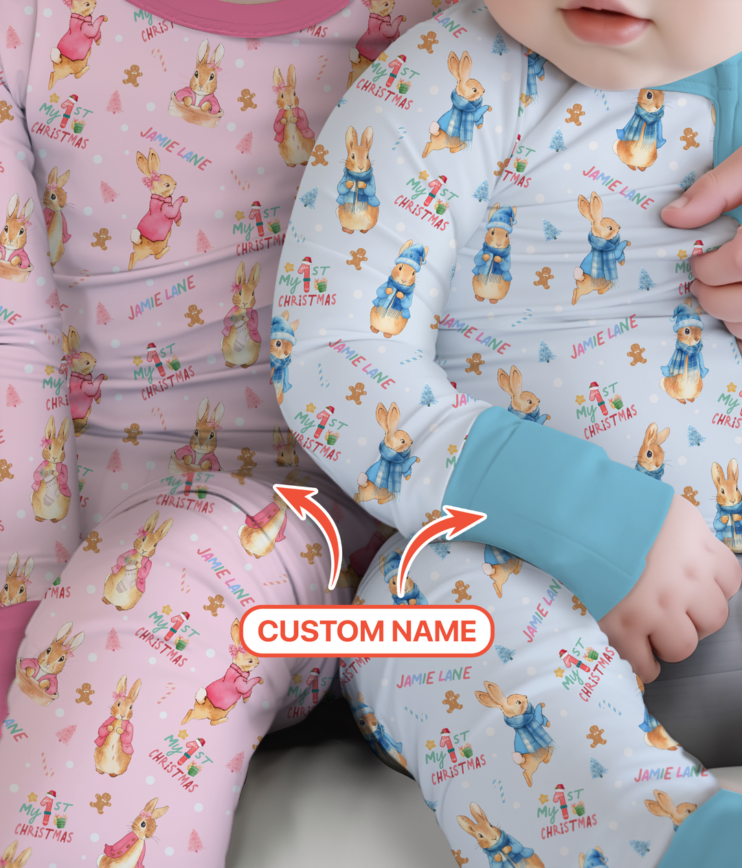 Custom 1st Christmas Rabbit Convertible Zippy