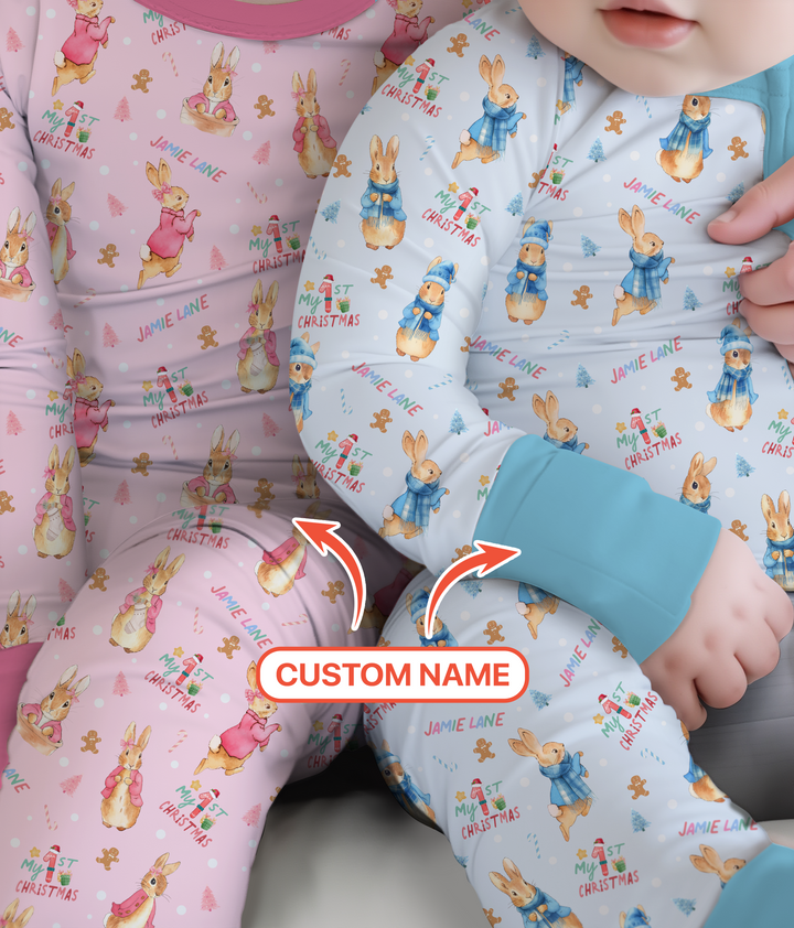 Custom 1st Christmas Rabbit Convertible Zippy