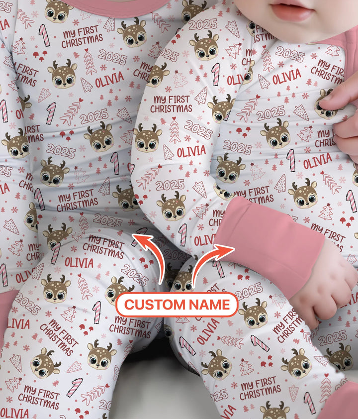 Custom Name Cute Reindeer My First Christmas Convertible Zippy