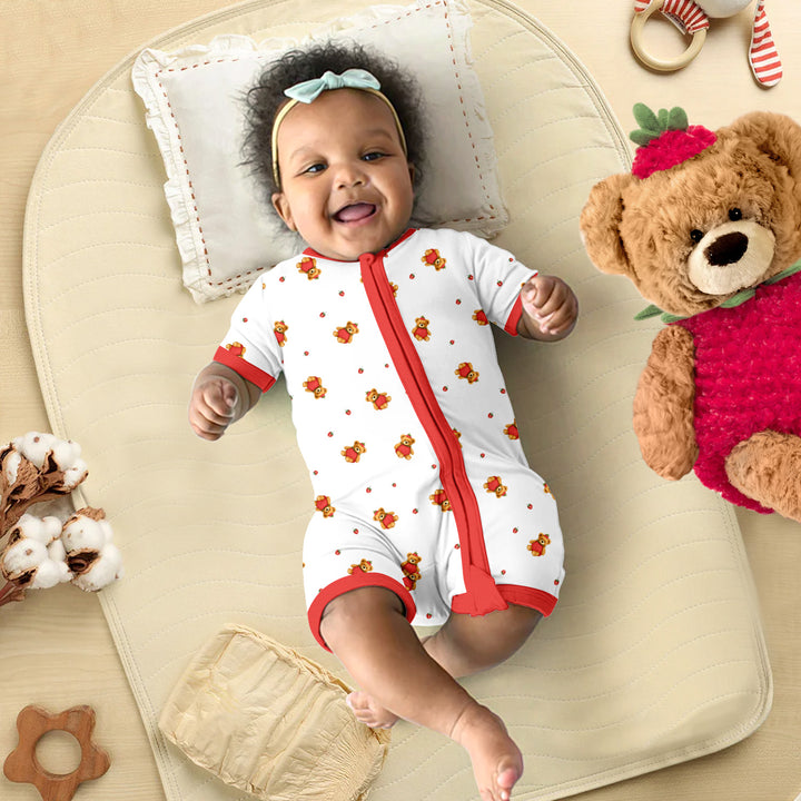 Honey Berry Teddy Bear Bamboo Shorty Zippy