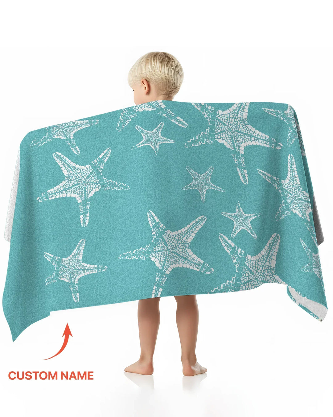 Custom Photo Starfish With Names Bamboo Beach Towel
