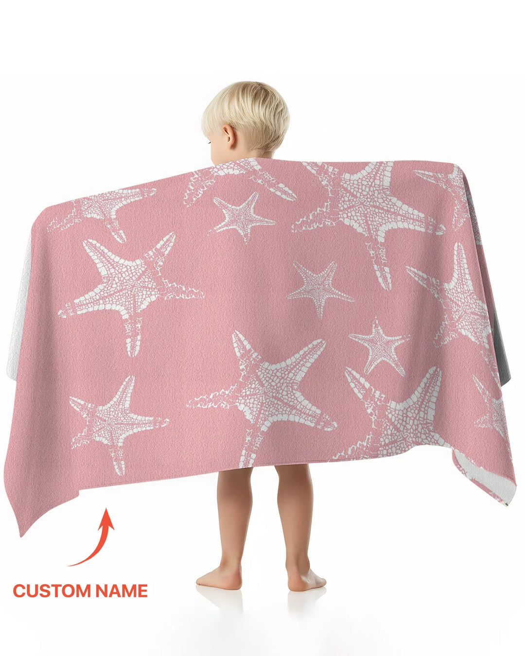 Custom Photo Starfish With Names Bamboo Beach Towel