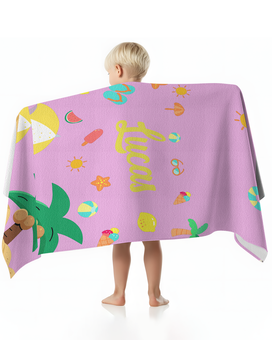 Personalised Fruits Palm Tree Marine Animals Bamboo Beach Towel