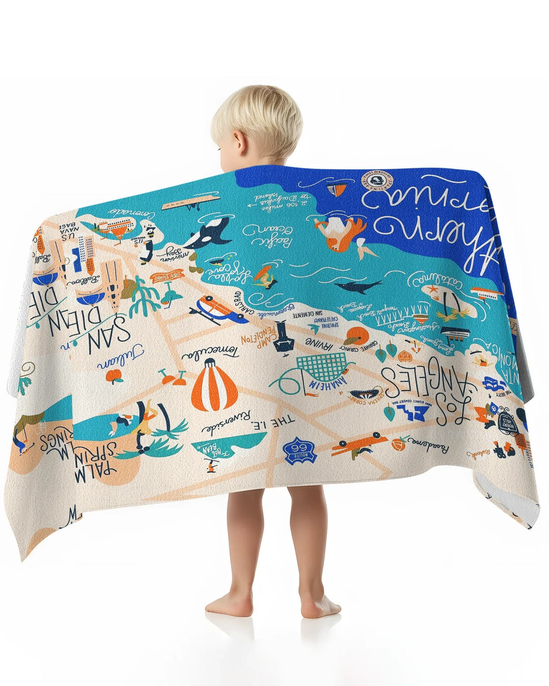 West Coast Explorer Map Bamboo Beach Towel