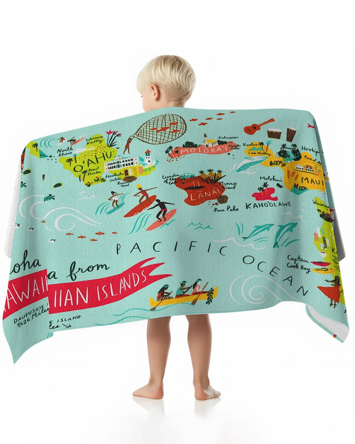 Taste & Travel Story Map Bamboo Beach Towel