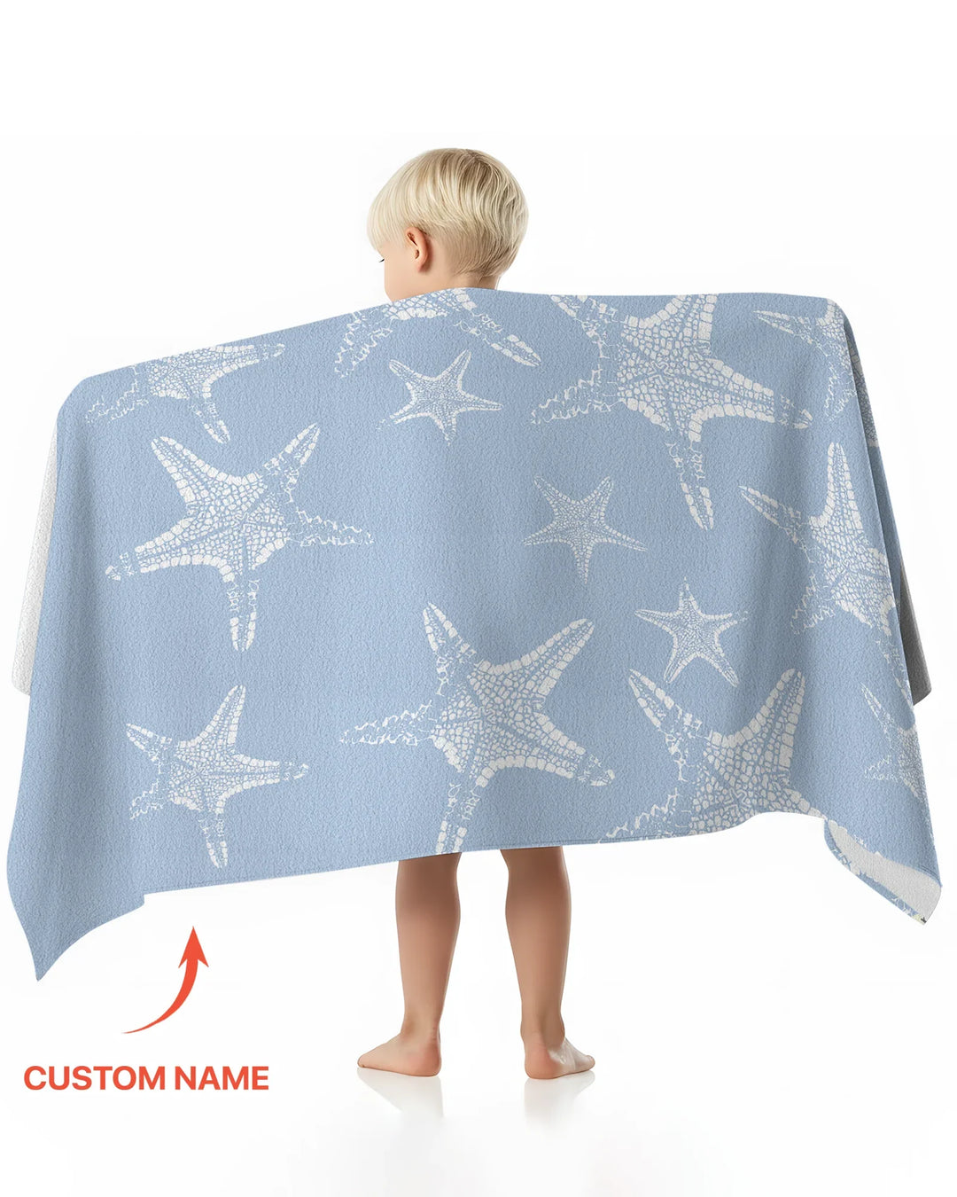 Custom Photo Starfish With Names Bamboo Beach Towel