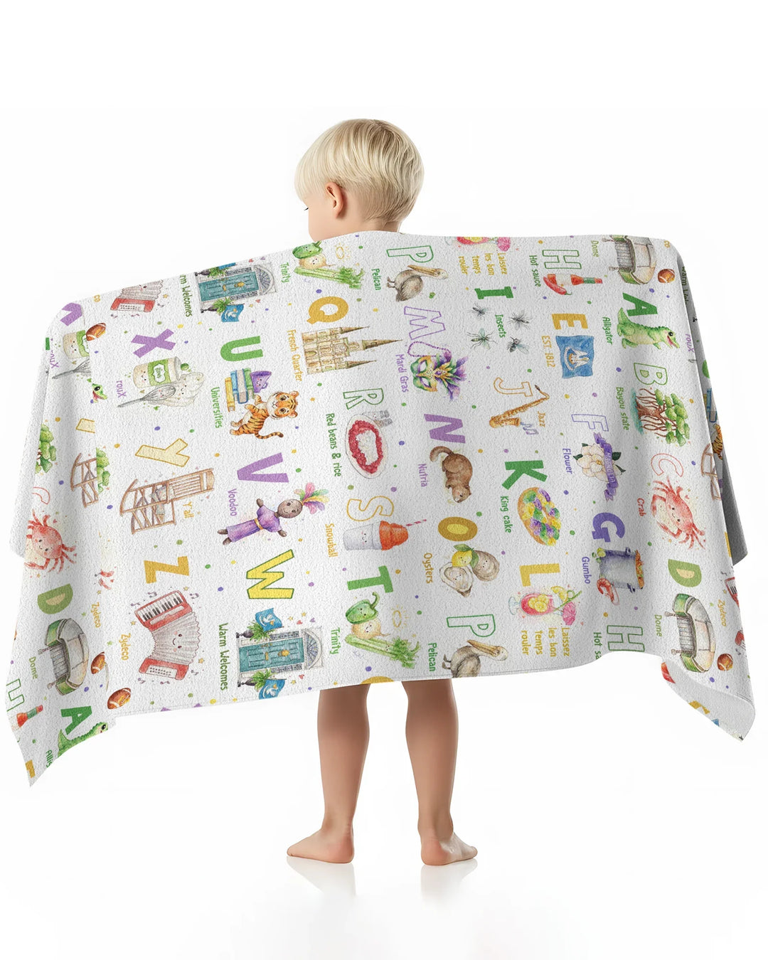 Poncho de Natación de Bambú "Alfabeto de Luisiana"
