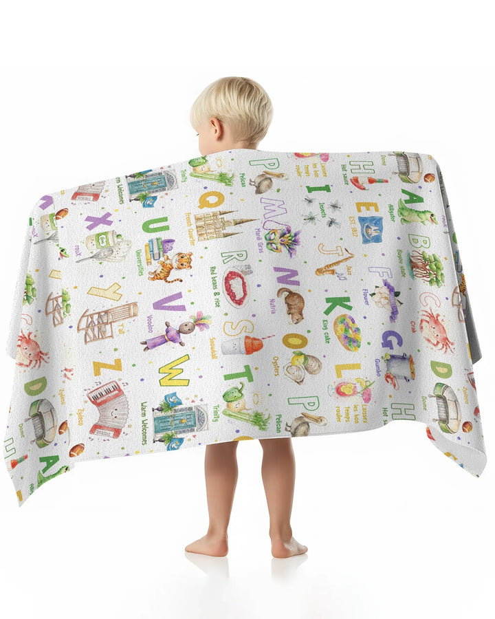 Poncho de Natación de Bambú "Alfabeto de Luisiana"