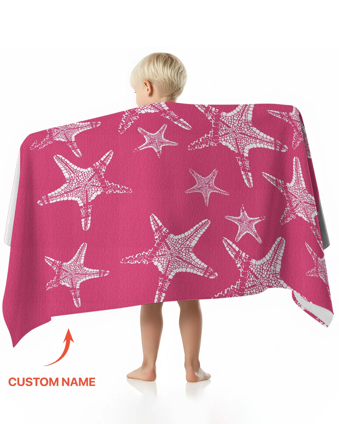 Custom Photo Starfish With Names Bamboo Beach Towel