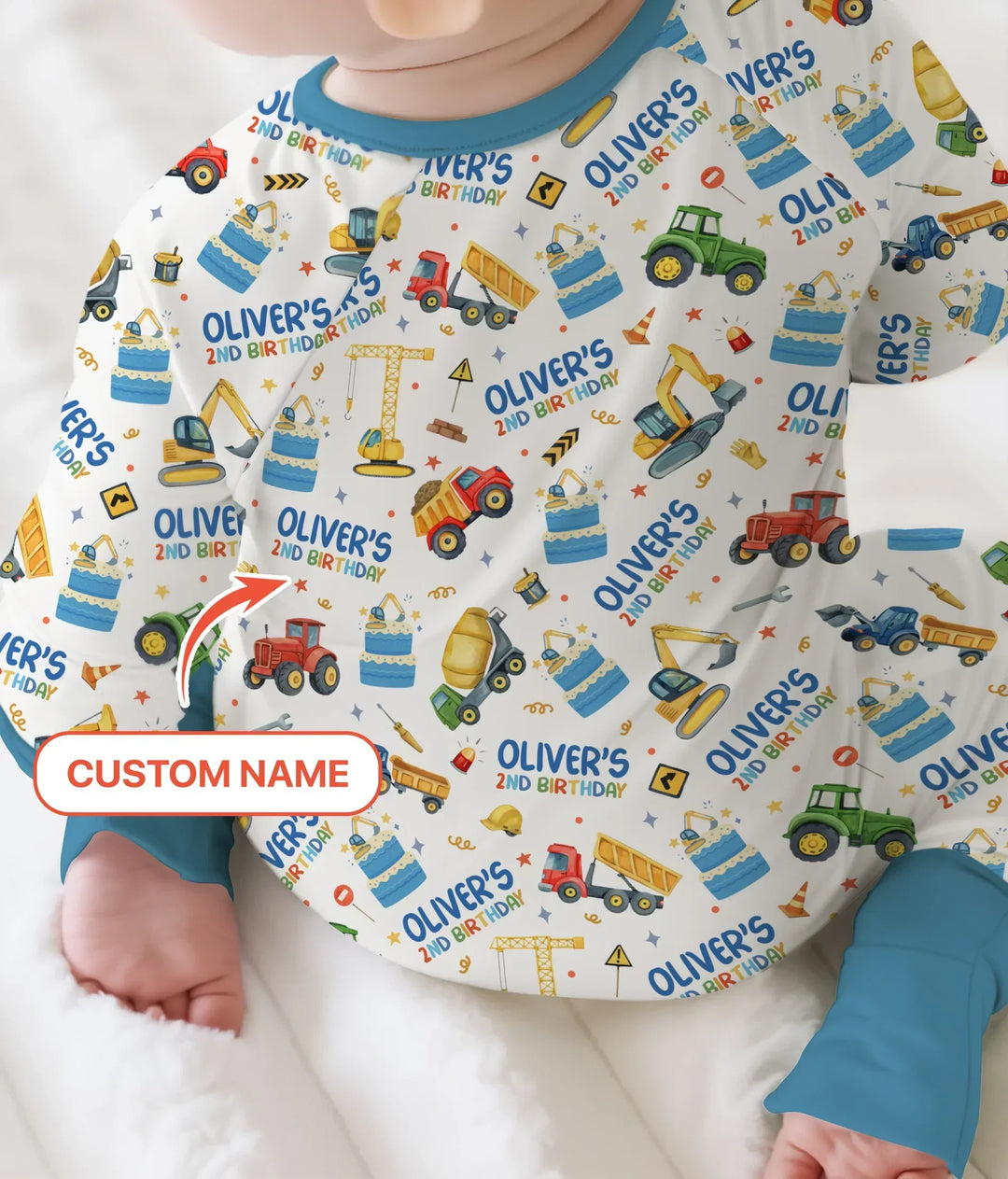 Custom Name Little Builder's Birthday Convertible Zippy