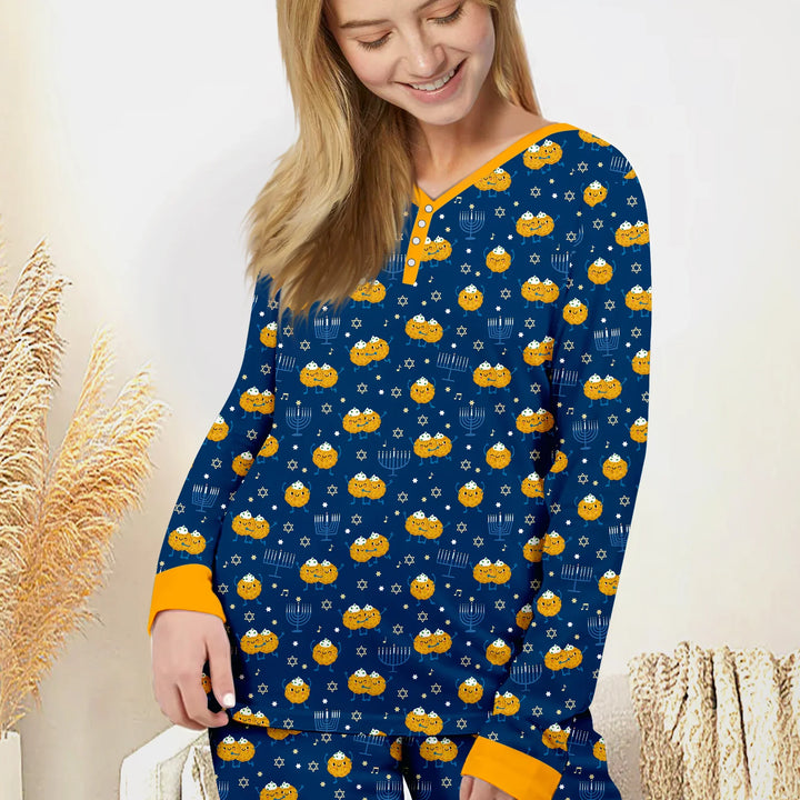 Hanukkah Latke Family Matching Women Pajama Set