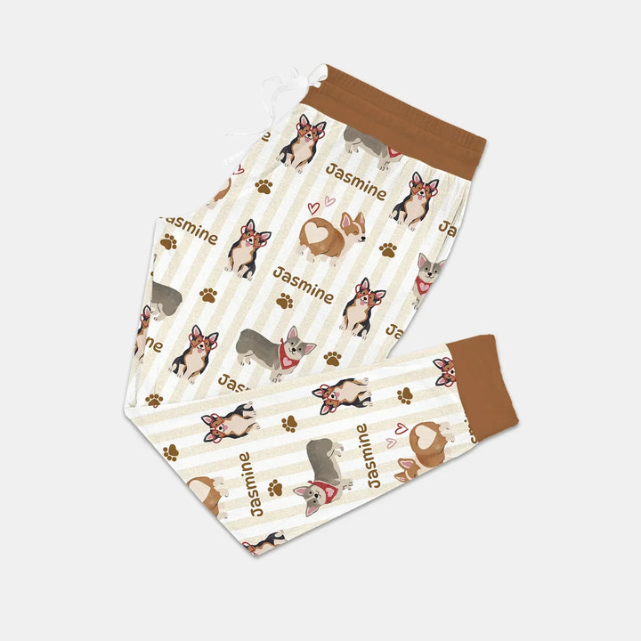 Custom Name Playful Corgis Family Matching Women Pajama Set
