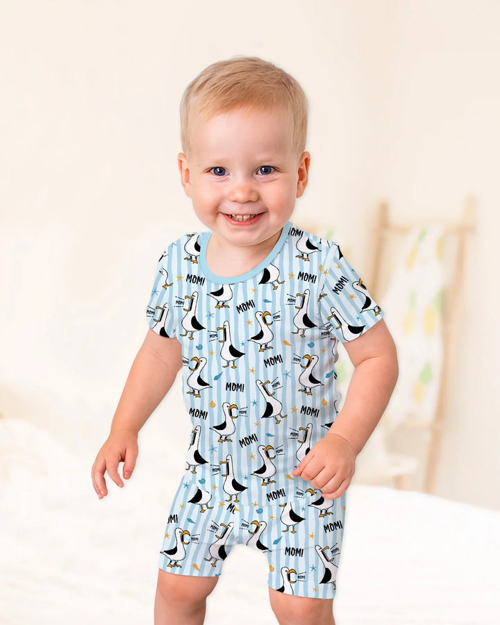 Seagull mom Mom MOM Two Piece Short Sleeve Shorts Pajama Set