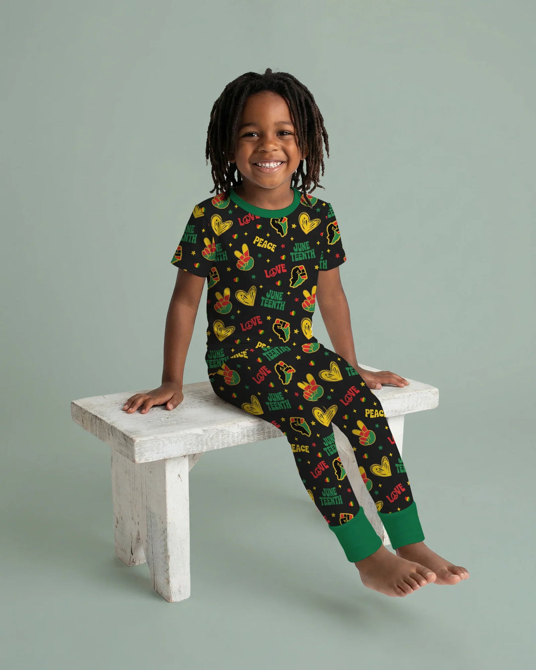 Peace Love Juneteenth Bamboo Two Piece Short Sleeve Pajama Set