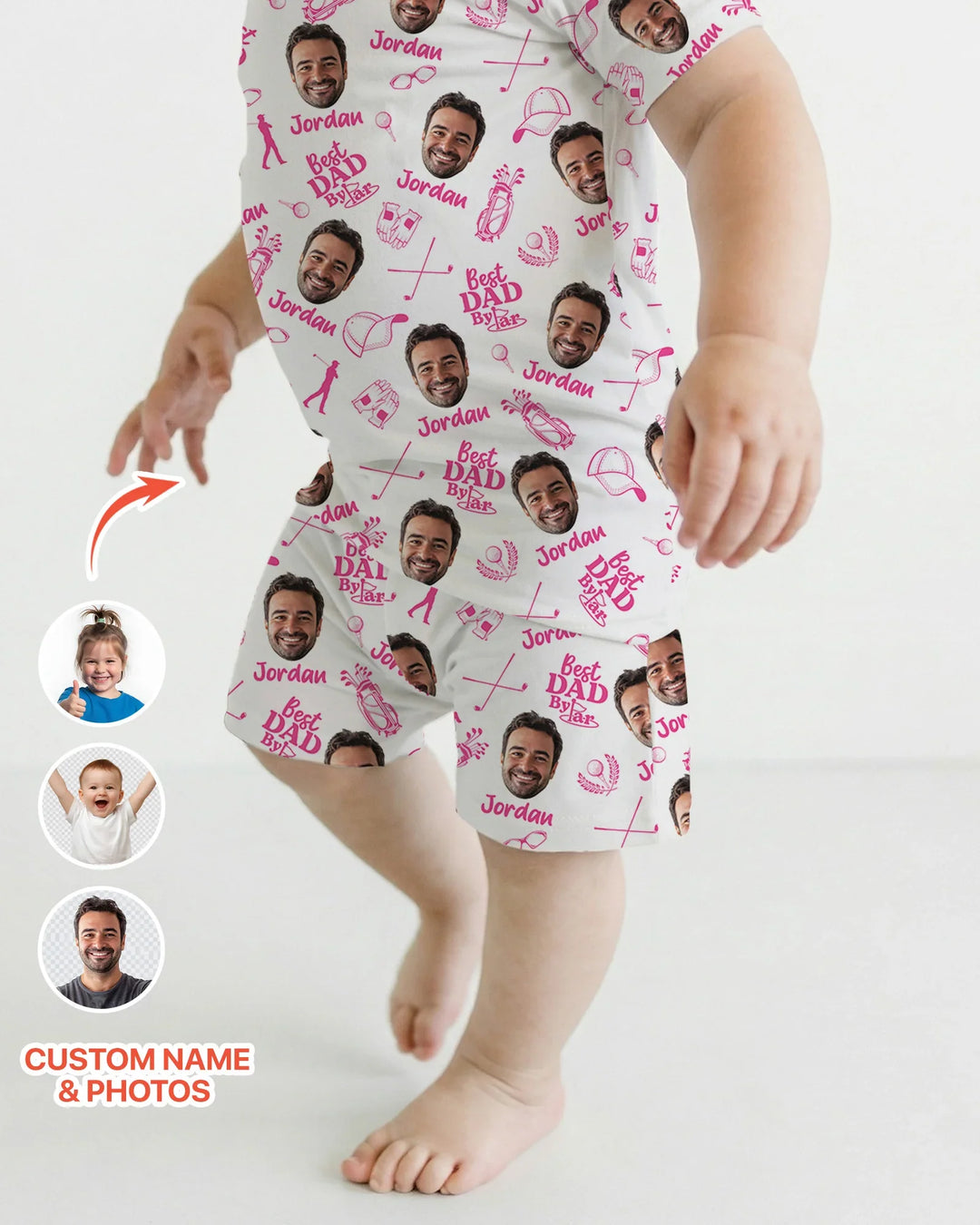 Custom Photo Best Dad By Par Bamboo Two Piece Short Sleeve Shorts Pajama Set