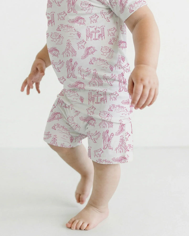 Psalm 23 Sketch Bamboo Two Piece Short Sleeve Shorts Pajama Set