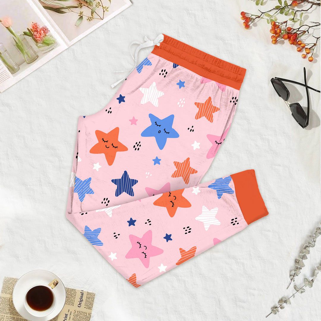 Pink Stars Bamboo Outfit for Women – Elegant and Cozy