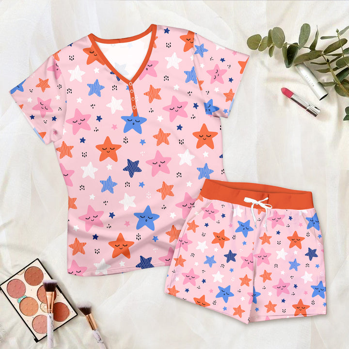 Pink Stars Bamboo Outfit for Women – Elegant and Cozy