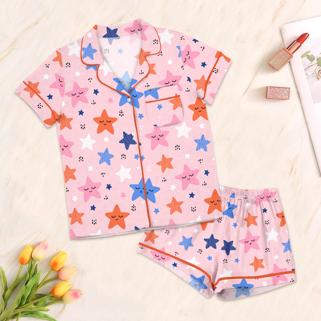 Pink Stars Bamboo Outfit for Women – Elegant and Cozy