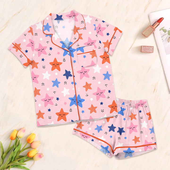 Pink Stars Bamboo Outfit for Women – Elegant and Cozy